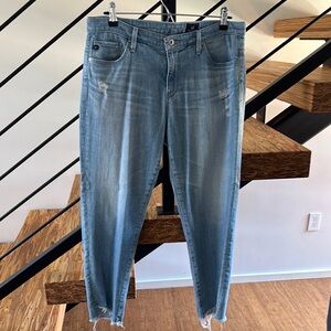Ag Adriano Goldschmied Blue Ankle Cropped Jeans